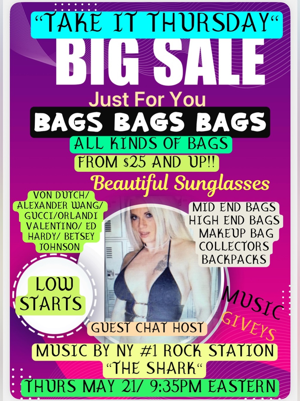 WANT IT WEDNESDAY LOTS O BAGS / STUNNING SHADES/LOW STARTS/GIVEYS/MUSIC/ FUN